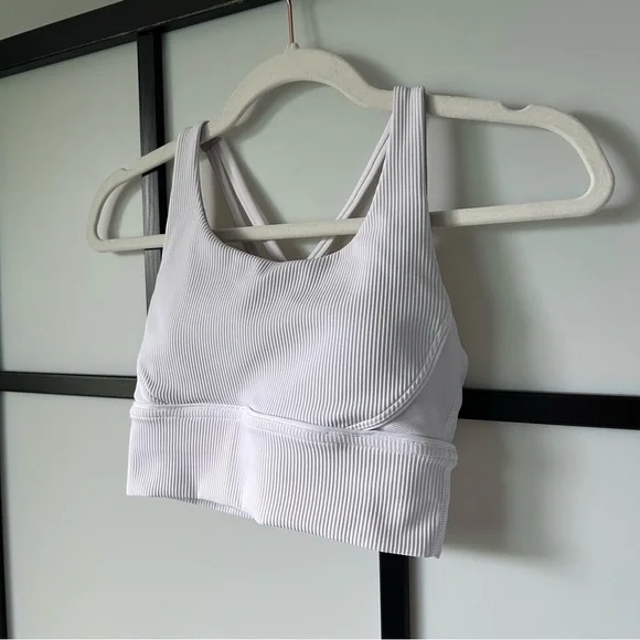 [4] NWOT Lululemon Athletica White Ribbed Longline Energy Sports Bra - Picture 3 of 11